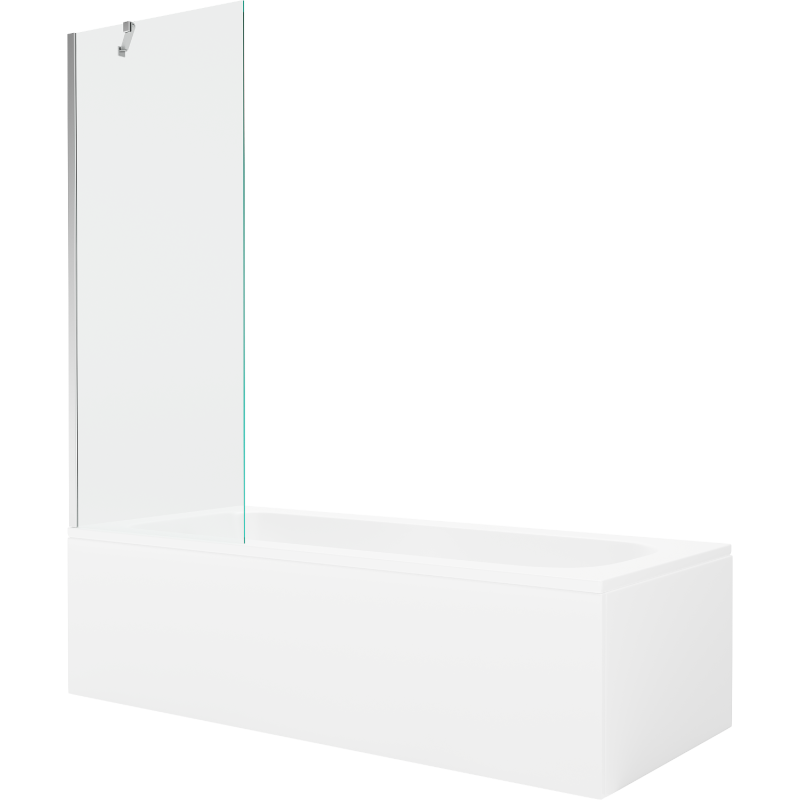 Mexen Vega rectangular bathtub 180 x 80 cm with enclosure and 1-wing screen 70 cm, transparent, chrome - 550118080X9507000001