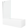 Mexen Vega rectangular bathtub 180 x 80 cm with casing and 1-wing screen 90 cm, transparent, chrome - 550118080X9509000001