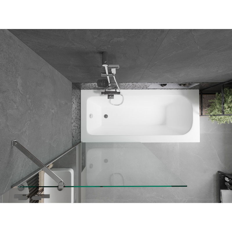 Mexen Vega rectangular bath 180 x 80 cm with casing and 1-panel screen 90 cm, transparent, chrome - 550118080X9509000001