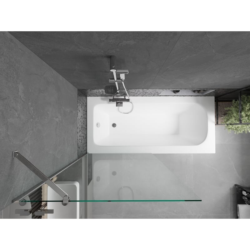 Mexen Vega rectangular bathtub 180 x 80 cm with casing and 1-wing screen 90 cm, transparent, chrome - 550118080X9509000001