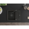 Mexen Enzo granite kitchen sink 1-bowl with drainer and Flora kitchen faucet, black/gold metallic - 6506-75-670401-70-B