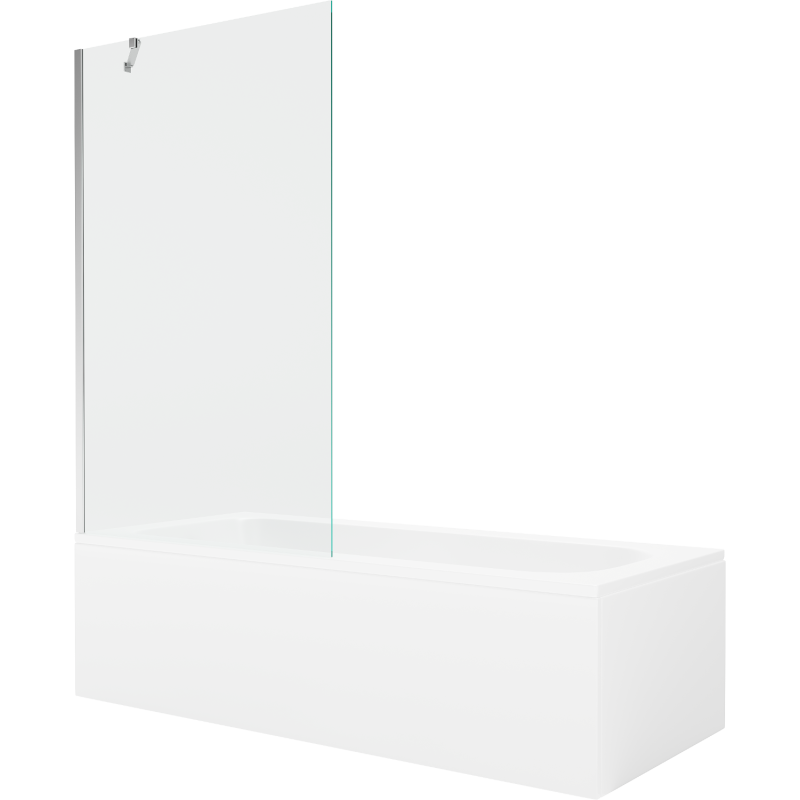 Mexen Vega 180 x 80 cm rectangular bathtub with panels and a 1-wing screen 100 cm, transparent, chrome - 550118080X9510000001