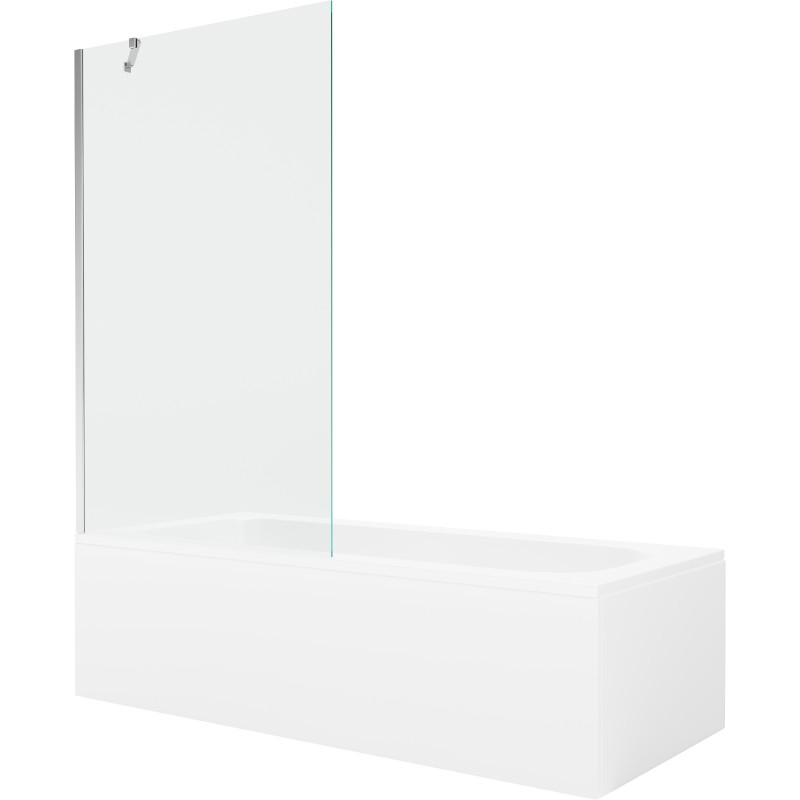 Mexen Vega rectangular bathtub 180 x 80 cm with enclosure and 1-wing screen 100 cm, transparent, chrome - 550118080X9510000001