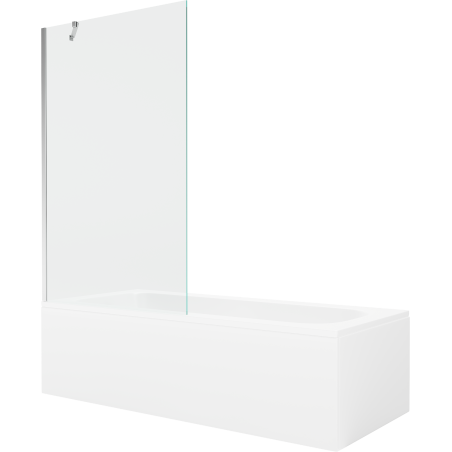 Mexen Vega 180 x 80 cm rectangular bathtub with panels and a 1-wing screen 100 cm, transparent, chrome - 550118080X9510000001