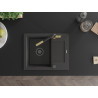 Mexen Enzo 1-bowl granite sink with drainer and Flora kitchen faucet, speckled black - 6506-76-670401-57-B
