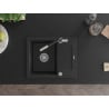 Mexen Enzo granite sink 1-bowl with drainer and Flora kitchen tap, black - 6506-77-670401-07