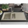 Mexen Andres granite kitchen sink 1.5-bowl with drainer and Flora kitchen faucet, beige - 6515-69-670401-00
