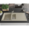 Mexen Andres granite kitchen sink 1.5-bowl with drainer and Flora kitchen faucet, beige - 6515-69-670401-07