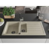 Mexen Andres granite sink 1.5-bowl with drainer and Flora kitchen faucet, beige - 6515-69-670401-07-B