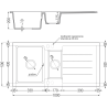 Mexen Andres 1.5-compartment granite sink with a drip tray and kitchen mixer tap Flora, Beige - 6515-69-670401-07-B