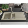 Mexen Andres granite sink 1.5-bowl with drainer and Flora kitchen faucet, beige - 6515-69-670401-09