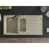 Mexen Andres 1.5-bowl granite sink with drainer and Flora kitchen faucet, beige - 6515-69-670401-57-G