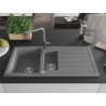 Mexen Andres 1.5-bowl granite sink with drainer and Flora kitchen faucet, gray - 6515-71-670401-06