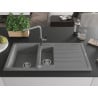 Mexen Andres granite sink 1.5-bowl with drainer and Flora kitchen tap, grey - 6515-71-670401-06