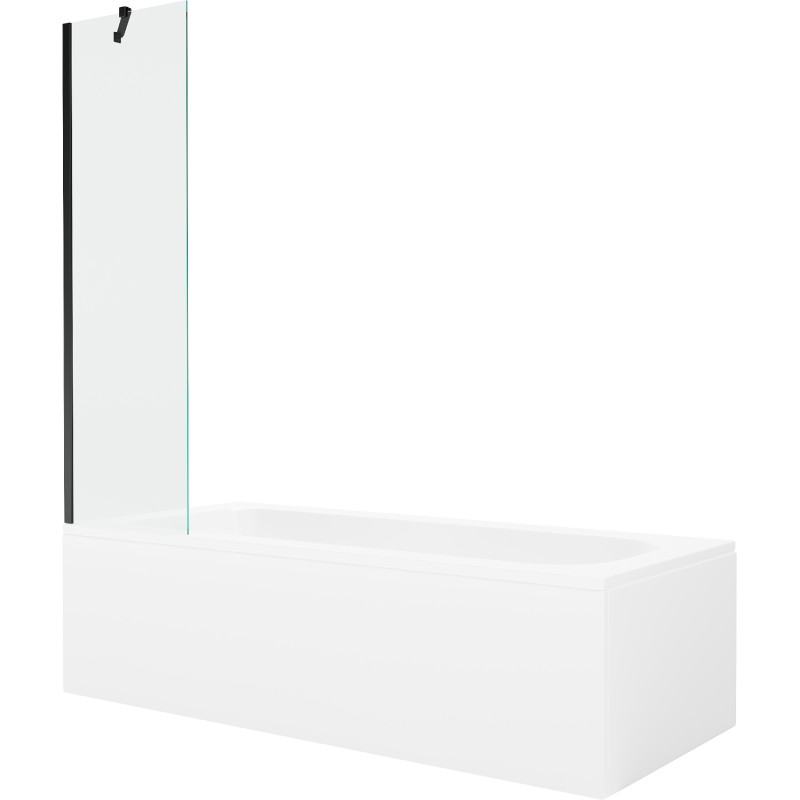 Mexen Vega rectangular bathtub 180 x 80 cm with enclosure and 1-winged screen 50 cm, transparent, black - 550118080X9505000070