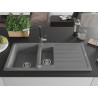 Mexen Andres granite kitchen sink 1.5-bowl with drainer and Flora kitchen faucet, gray - 6515-71-670401-07
