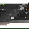 Mexen Andres 1.5-compartment granite sink with a drip tray and kitchen mixer tap Flora, Black/Silver - 6515-73-670401-00