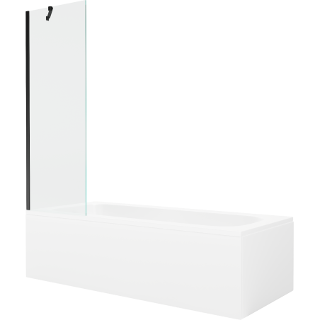 Mexen Vega rectangular bathtub 180 x 80 cm with casing and 1-wing screen 60 cm, transparent, black - 550118080X9506000070
