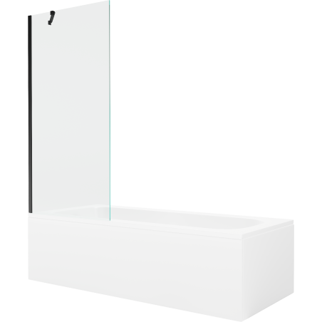 Mexen Vega rectangular bathtub 180 x 80 cm with enclosure and 1-wing screen 80 cm, transparent, black - 550118080X9508000070