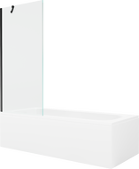 Mexen Vega rectangular bathtub 180 x 80 cm with enclosure and 1-wing screen 80 cm, transparent, black - 550118080X9508000070