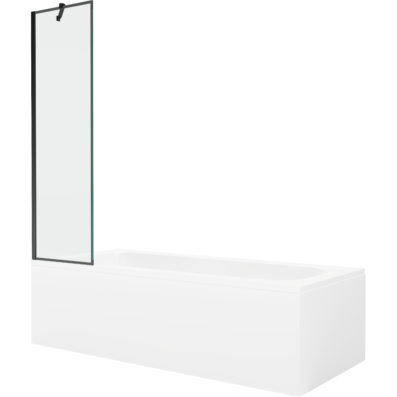 Mexen Vega 180 x 80 cm rectangular bathtub with panels and a 1-wing screen 50 cm, black pattern - 550118080X9505007070