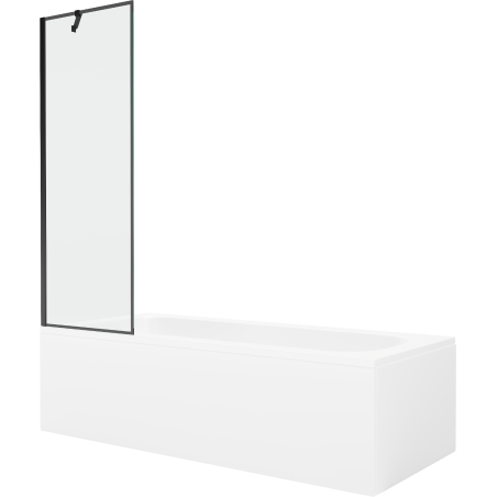 Mexen Vega 180 x 80 cm rectangular bathtub with panels and a 1-wing screen 60 cm, black pattern - 550118080X9506007070