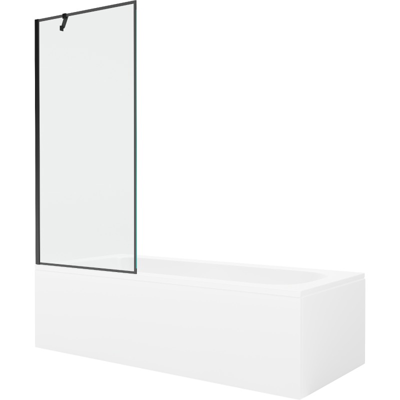 Mexen Vega rectangular bathtub 180 x 80 cm with casing and 1-wing screen 80 cm, black pattern - 550118080X9508007070