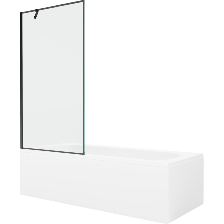 Mexen Vega 180 x 80 cm rectangular bathtub with panels and a 1-wing screen 90 cm, black pattern - 550118080X9509007070