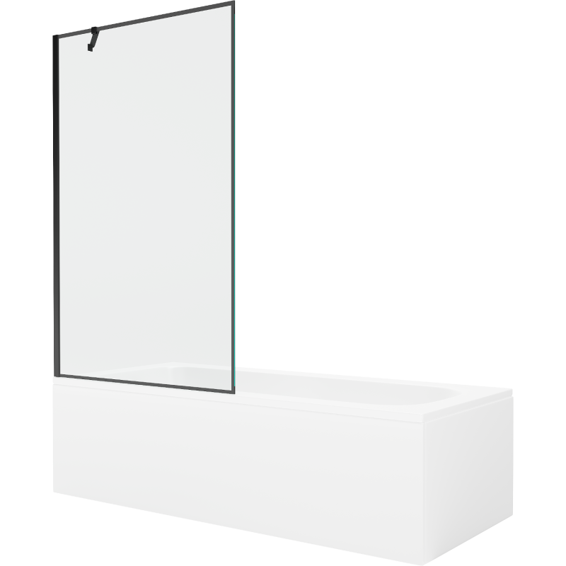 Mexen Vega rectangular bathtub 180 x 80 cm with casing and 1-wing screen 100 cm, black pattern - 550118080X9510007070