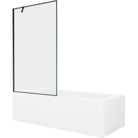 Mexen Vega rectangular bathtub 180 x 80 cm with casing and 1-wing screen 100 cm, black pattern - 550118080X9510007070