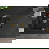 Mexen Andres 1.5-compartment granite sink with a drip tray and kitchen mixer tap Flora, Black - 6515-77-670401-57-G