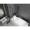 Mexen Vega rectangular bathtub 180 x 80 cm with enclosure and 1-wing screen 50 cm, black pattern - 550118080X9505007077