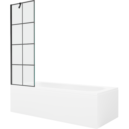 Mexen Vega rectangular bath 180 x 80 cm with casing and 1-panel screen 60 cm, black pattern - 550118080X9506007077