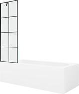 Mexen Vega 180 x 80 cm rectangular bathtub with panels and a 1-wing screen 60 cm, black pattern - 550118080X9506007077