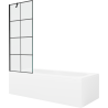 Mexen Vega rectangular bathtub 180 x 80 cm with casing and single-panel screen 70 cm, black pattern - 550118080X9507007077