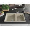 Mexen Tomas granite sink 2-chamber with kitchen faucet Flora, beige - 6516-69-670401-00