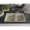 Mexen Tomas 2-compartment granite sink with Flora kitchen faucet, beige - 6516-69-670401-07-B
