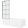 Mexen Vega 180 x 80 cm rectangular bathtub with panels and a 1-wing screen 80 cm, black pattern - 550118080X9508007077