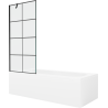 Mexen Vega rectangular bath 180 x 80 cm with enclosure and 1-wing screen 80 cm, black pattern - 550118080X9508007077
