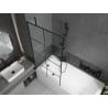 Mexen Vega rectangular bathtub 180 x 80 cm with casing and 1-wing screen 90 cm, black pattern - 550118080X9509007077