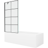 Mexen Vega rectangular bathtub 180 x 80 cm with enclosure and 1-wing screen 90 cm, black pattern - 550118080X9509007077