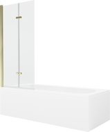 Mexen Vega 150 x 70 cm rectangular bathtub with panels and a 2-wing screen 80 cm, transparent, gold - 550115070X9208025000