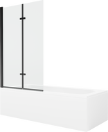 Mexen Vega 150 x 70 cm rectangular bathtub with panels and a 2-wing screen 100 cm, transparent, black - 550115070X9210027000