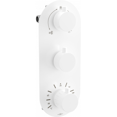 Mexen Kai thermostatic bathtubs and showers faucet 3-way, white - 77603-20