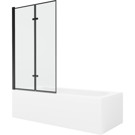 Mexen Vega 150 x 70 cm rectangular bathtub with panels and a 2-wing screen 100 cm, black pattern - 550115070X9210027070