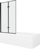 Mexen Vega 150 x 70 cm rectangular bathtub with panels and a 2-wing screen 100 cm, black pattern - 550115070X9210027070