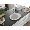 Mexen Kevin 1-bowl granite sink with drainer and Flora kitchen faucet, white - 6517-20-670401-00