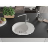 Mexen Kevin 1-Bowl Granite Sink with Drainer and Flora Kitchen Faucet, White - 6517-20-670401-06