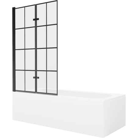 Mexen Vega 150 x 70 cm rectangular bathtub with panels and a 2-wing screen 100 cm, black pattern - 550115070X9210027077