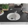 Mexen Kevin granite kitchen sink single-bowl with drainer and Flora kitchen faucet, white - 6517-20-670401-07-B